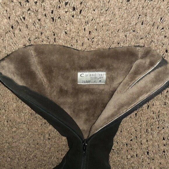 LA CANADIENNE-Valentina-Black Suede/Shearling Lined-Zip-Knee High-Sz 6-Excellent - Picture 5 of 6